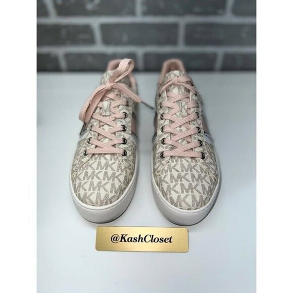 Michael Kors shoes poppy logo stripe sneakers powderblush size 9 - Picture 5 of 9